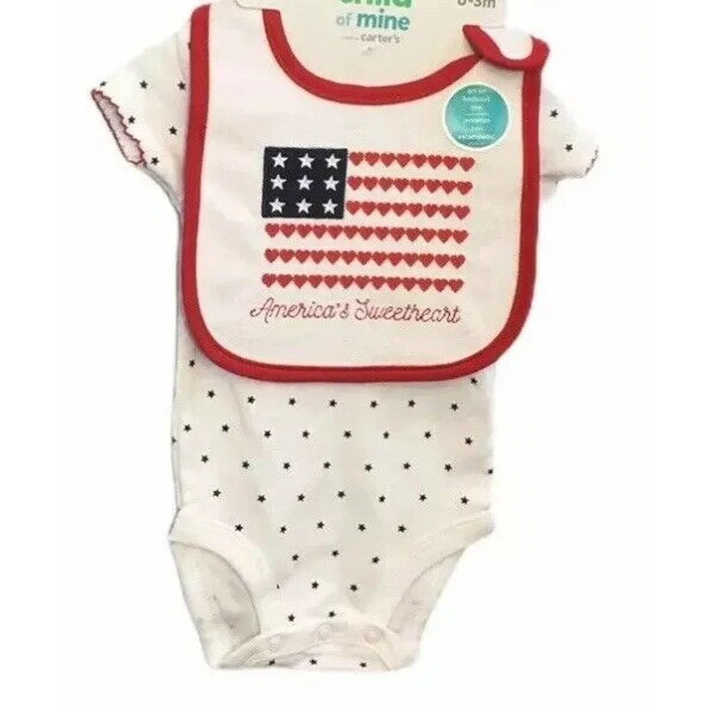 Carters Child of‎ Mine Baby Girl Americas Sweetheart Patriotic Outfit Size 12 M